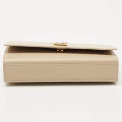 Pre Owned Saint Laurent Beige Leather Monogram Kate Chain Shoulder Bag