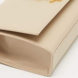 Pre Owned Saint Laurent Beige Leather Monogram Kate Chain Shoulder Bag