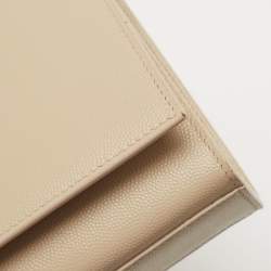 Pre Owned Saint Laurent Beige Leather Monogram Kate Chain Shoulder Bag