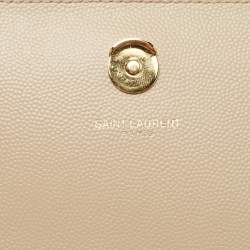 Pre Owned Saint Laurent Beige Leather Monogram Kate Chain Shoulder Bag