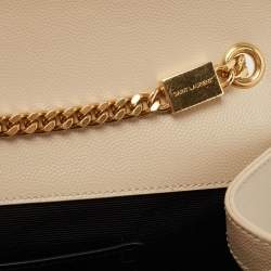 Pre Owned Saint Laurent Beige Leather Monogram Kate Chain Shoulder Bag
