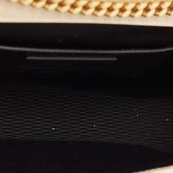 Pre Owned Saint Laurent Beige Leather Monogram Kate Chain Shoulder Bag