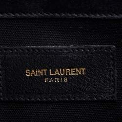 Pre Owned Saint Laurent Black Leather and Canvas Small Muse Two Top Handle Bag