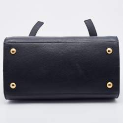 Pre Owned Saint Laurent Black Leather and Canvas Small Muse Two Top Handle Bag