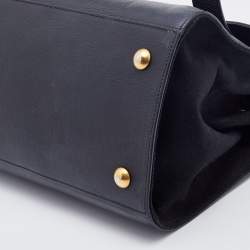 Pre Owned Saint Laurent Black Leather and Canvas Small Muse Two Top Handle Bag