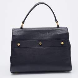 Pre Owned Saint Laurent Black Leather and Canvas Small Muse Two Top Handle Bag