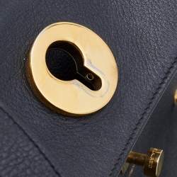 Pre Owned Saint Laurent Black Leather and Canvas Small Muse Two Top Handle Bag