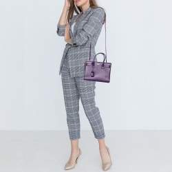 Pre Owned Saint Laurent Purple Leather Small Classic Sac De Jour Tote