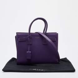 Pre Owned Saint Laurent Purple Leather Small Classic Sac De Jour Tote
