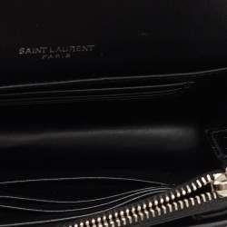 Saint Laurent Black Croc Embossed Leather Sunset Wallet On Chain