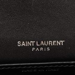 Saint Laurent Black Croc Embossed Leather Sunset Wallet On Chain