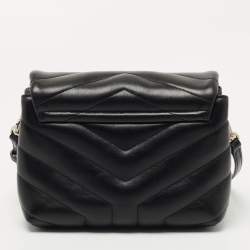Saint Laurent Black Matelassé Leather Toy Loulou Crossbody Bag