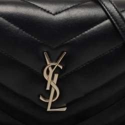 Saint Laurent Black Matelassé Leather Toy Loulou Crossbody Bag
