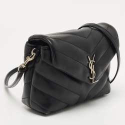 Saint Laurent Black Matelassé Leather Toy Loulou Crossbody Bag
