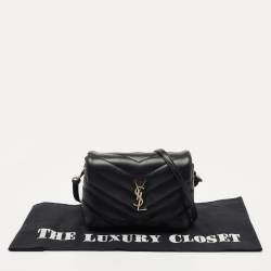 Saint Laurent Black Matelassé Leather Toy Loulou Crossbody Bag
