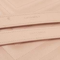 Pre Owned Saint Laurent Light Pink Matelassé Leather Large Cassandre Flap Bag