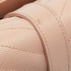 Pre Owned Saint Laurent Light Pink Matelassé Leather Large Cassandre Flap Bag