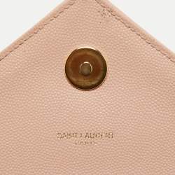 Pre Owned Saint Laurent Light Pink Matelassé Leather Large Cassandre Flap Bag
