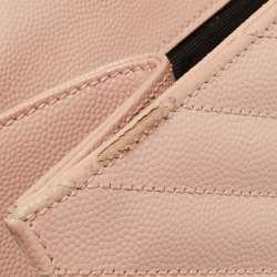 Pre Owned Saint Laurent Light Pink Matelassé Leather Large Cassandre Flap Bag