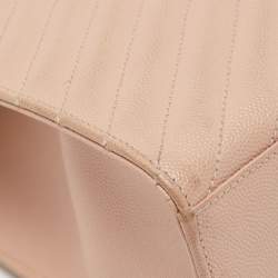 Pre Owned Saint Laurent Light Pink Matelassé Leather Large Cassandre Flap Bag