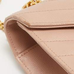 Pre Owned Saint Laurent Light Pink Matelassé Leather Large Cassandre Flap Bag