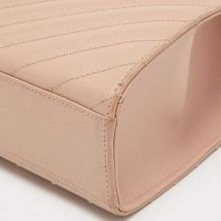 Pre Owned Saint Laurent Light Pink Matelassé Leather Large Cassandre Flap Bag