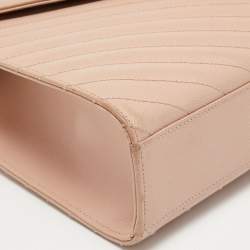 Pre Owned Saint Laurent Light Pink Matelassé Leather Large Cassandre Flap Bag