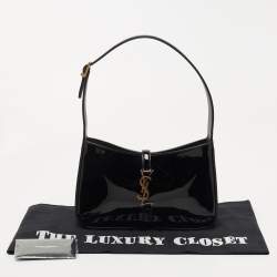 Pre Owned Saint Laurent Black Patent Leather LE 5 À 7 Shoulder Bag