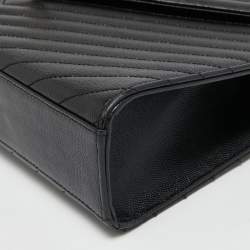 Pre Owned Saint Laurent Black Matelasse Leather Large Cassandre Flap Shoulder Bag