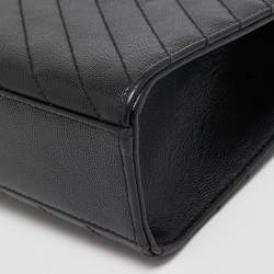 Pre Owned Saint Laurent Black Matelasse Leather Large Cassandre Flap Shoulder Bag