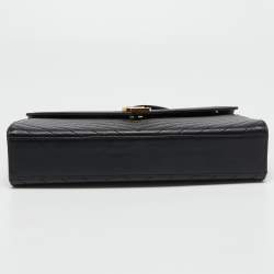 Pre Owned Saint Laurent Black Matelasse Leather Large Cassandre Flap Shoulder Bag