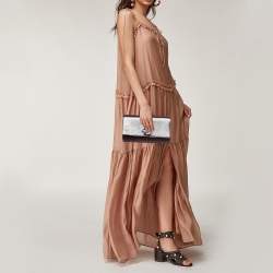 Pre Owned Yves Saint Laurent Burgundy Patent Leather Belle De Jour Flap Clutch