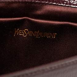 Pre Owned Yves Saint Laurent Burgundy Patent Leather Belle De Jour Flap Clutch