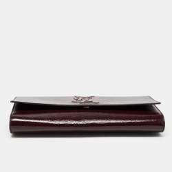 Pre Owned Yves Saint Laurent Burgundy Patent Leather Belle De Jour Flap Clutch