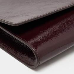 Pre Owned Yves Saint Laurent Burgundy Patent Leather Belle De Jour Flap Clutch