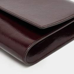 Pre Owned Yves Saint Laurent Burgundy Patent Leather Belle De Jour Flap Clutch