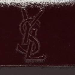 Pre Owned Yves Saint Laurent Burgundy Patent Leather Belle De Jour Flap Clutch