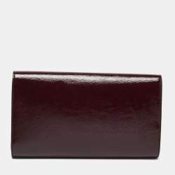 Pre Owned Yves Saint Laurent Burgundy Patent Leather Belle De Jour Flap Clutch
