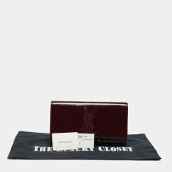 Pre Owned Yves Saint Laurent Burgundy Patent Leather Belle De Jour Flap Clutch