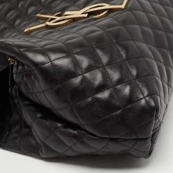 Pre Owned Saint Laurent Black Matelassé Leather Maxi Icare Shopper Tote
