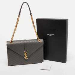 Saint Laurent Grey Matelassé Leather Large Cassandre Flap Bag