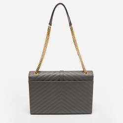 Saint Laurent Grey Matelassé Leather Large Cassandre Flap Bag