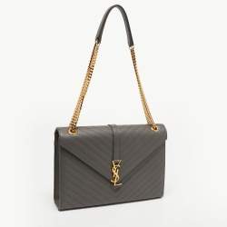 Saint Laurent Grey Matelassé Leather Large Cassandre Flap Bag