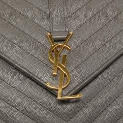 Saint Laurent Grey Matelassé Leather Large Cassandre Flap Bag
