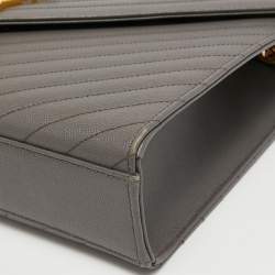 Saint Laurent Grey Matelassé Leather Large Cassandre Flap Bag