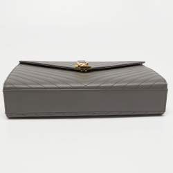 Saint Laurent Grey Matelassé Leather Large Cassandre Flap Bag