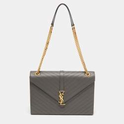 Saint Laurent Grey Matelassé Leather Large Cassandre Flap Bag