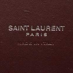 Pre Owned Saint Laurent Burgundy Croc Embossed Leather Nano Classic Sac De Jour Tote