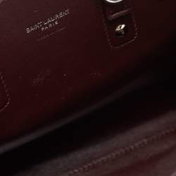 Pre Owned Saint Laurent Burgundy Croc Embossed Leather Nano Classic Sac De Jour Tote