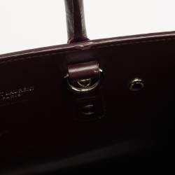 Pre Owned Saint Laurent Burgundy Croc Embossed Leather Nano Classic Sac De Jour Tote